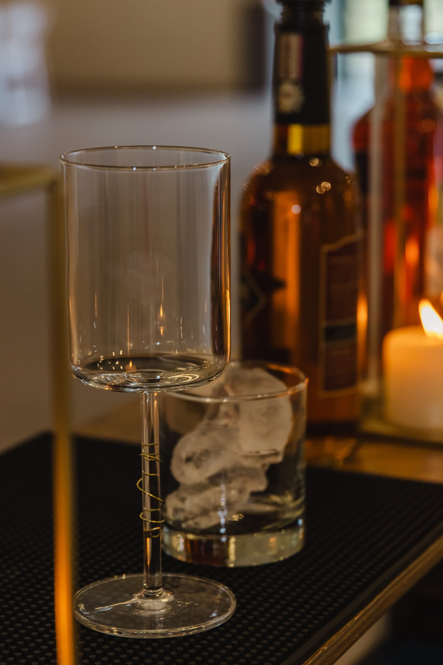 Elegant glassware styled on the bar